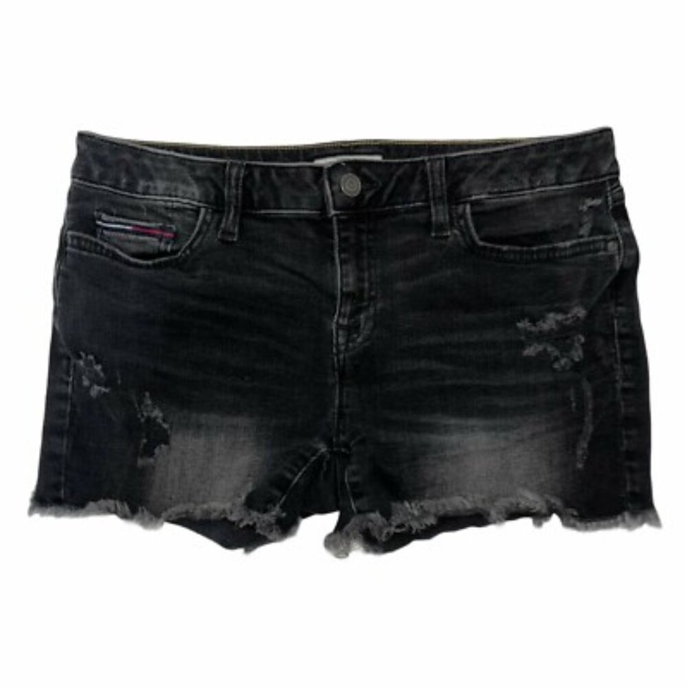Tommy Hilfiger Women's denim short Black Distressed Denim Cut-Off Shorts 10 size
